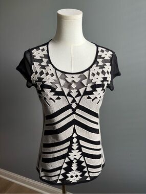 INC Short Sleeve Embroidered Top
